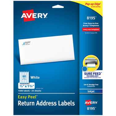 Avery Printable Return Address Labels with Sure Feed, 2/3